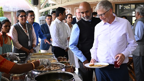 Bill Gates at statue of unity